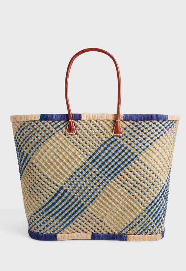 Paul Stuart Straw Gingham Tote, image 1