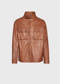Paul Stuart Solid Brown Napa Shirt Jacket, thumbnail 1