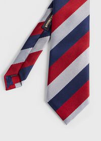 Paul Stuart Woven Silk Three Color Stripe Tie, thumbnail 1