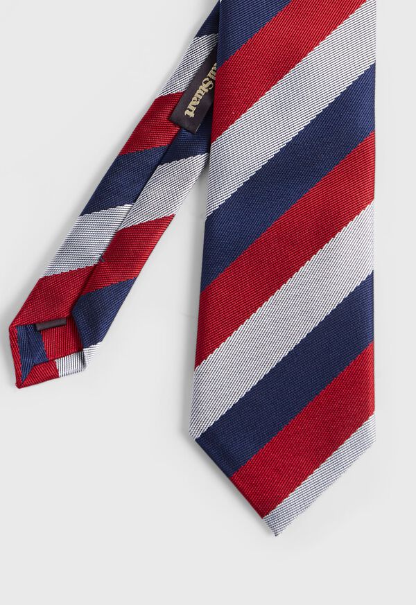 Paul Stuart Woven Silk Three Color Stripe Tie, image 1
