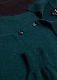 Paul Stuart Cashmere Polo Shirt with Suede, thumbnail 2