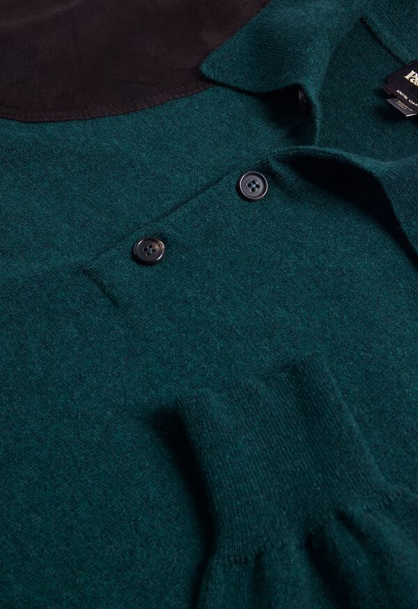 Paul Stuart Cashmere Polo Shirt with Suede, image 2