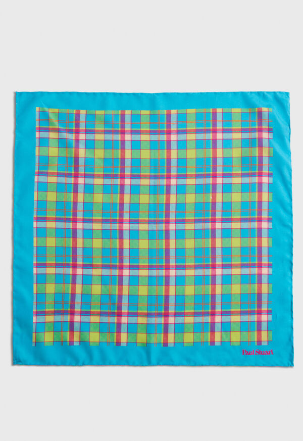 Paul Stuart Habotai Silk Plaid Pocket Square, image 2