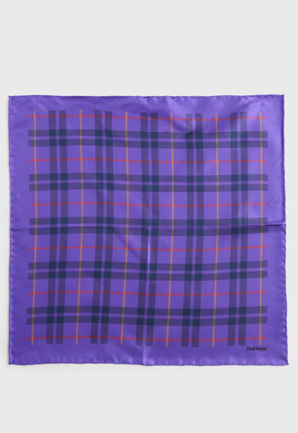 Paul Stuart Silk Plaid Print Pocket Square, image 2