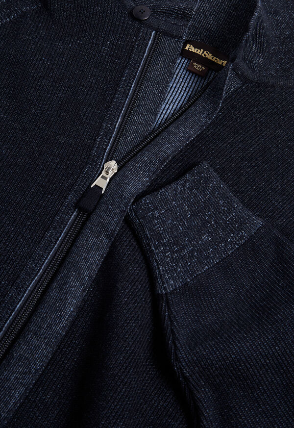 Paul Stuart Cotton Full Zip Ribbed Cardigan, image 2