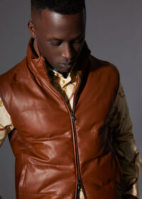 Paul Stuart Leather Goose Down Vest, thumbnail 2