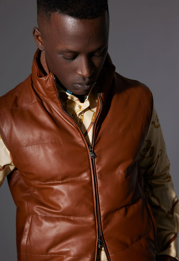 Paul Stuart Leather Goose Down Vest, image 2