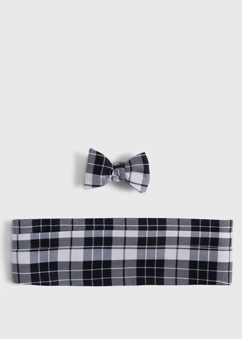 Paul Stuart Wool Plaid Bow Tie and Cummerbund Set