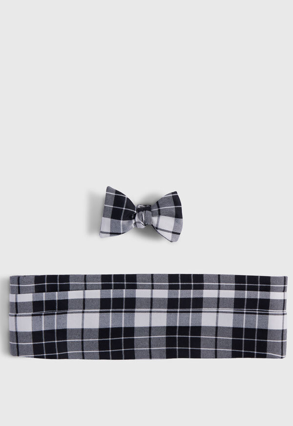 Paul Stuart Wool Plaid Bow Tie and Cummerbund Set, image 1